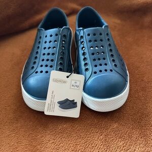 Lily & Dan Navy Perforated Slip-On Shoes